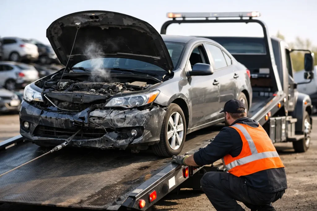 Damaged Car Pickup After Engine Failure
